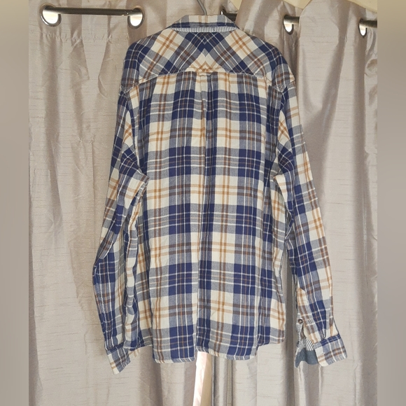 Blue & Beige Soft Cotton Flannel Joe Browns Shirt XXL Grunge Retro - Picture 6 of 9